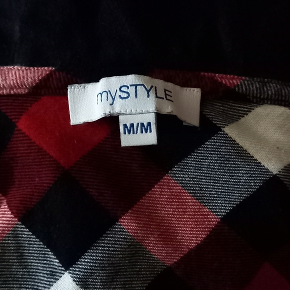 MYSTYLE Plaid Button Down Hoodie Medium - Picture 4 of 5